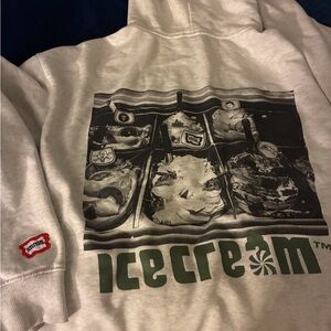 Icecream Men’s Cream Crewneck Sweatshirt with Green Logo Graphic